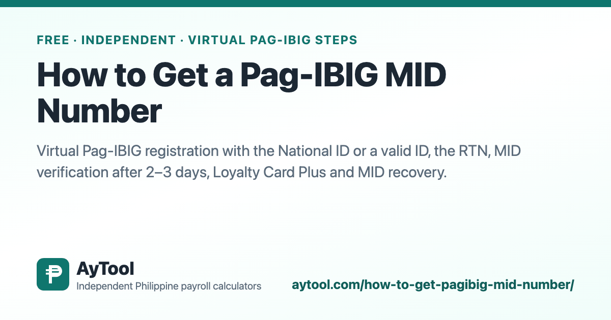 How to Get Your Pag-IBIG MID Number Online — AyTool summary card