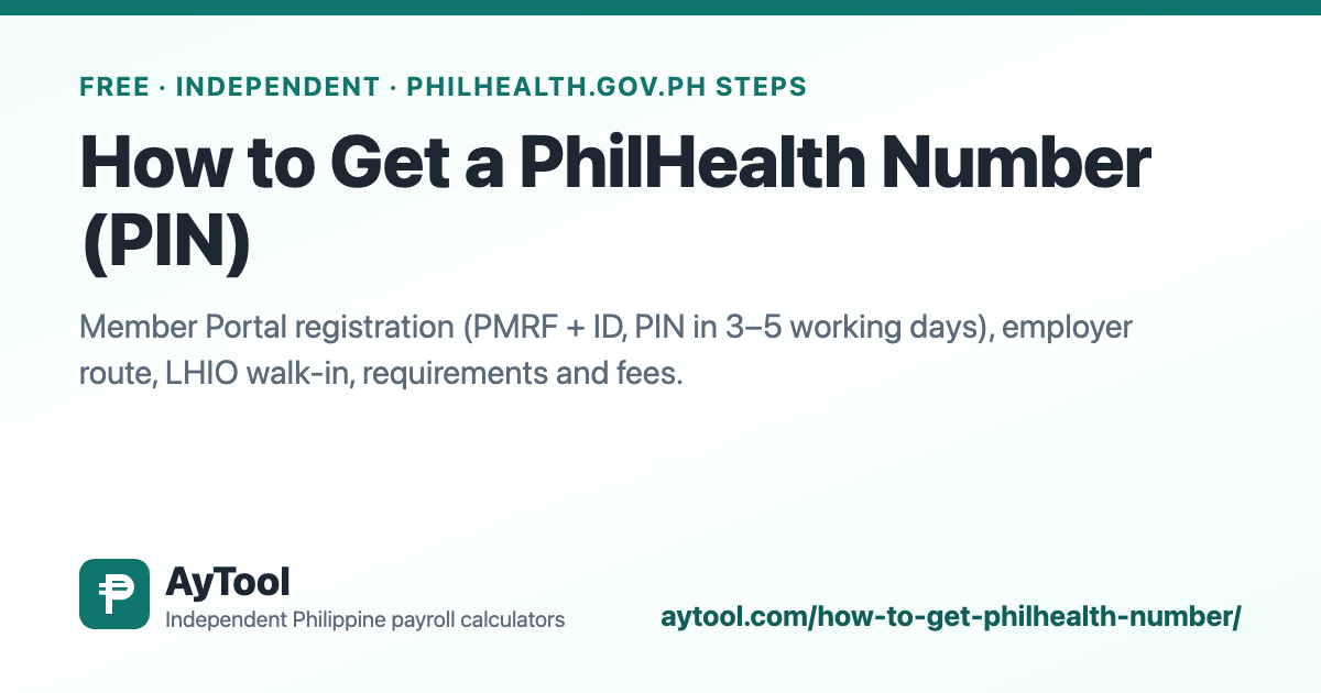 How to Get a PhilHealth Number (PIN) — AyTool summary card