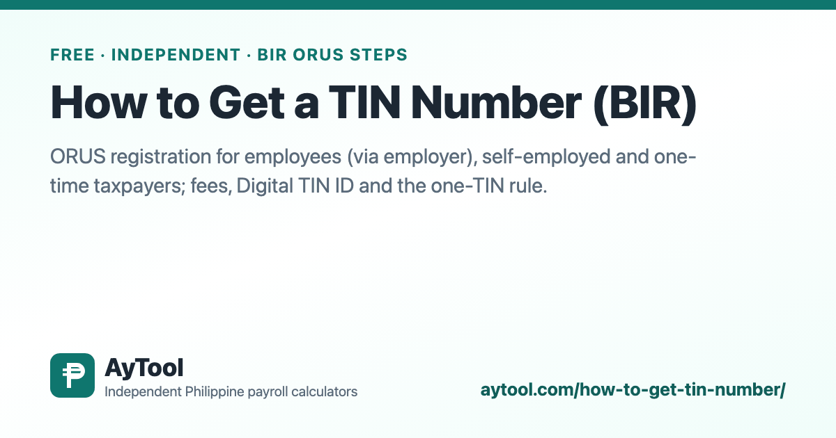 How to Get a TIN Number (BIR) in 2026 — AyTool summary card