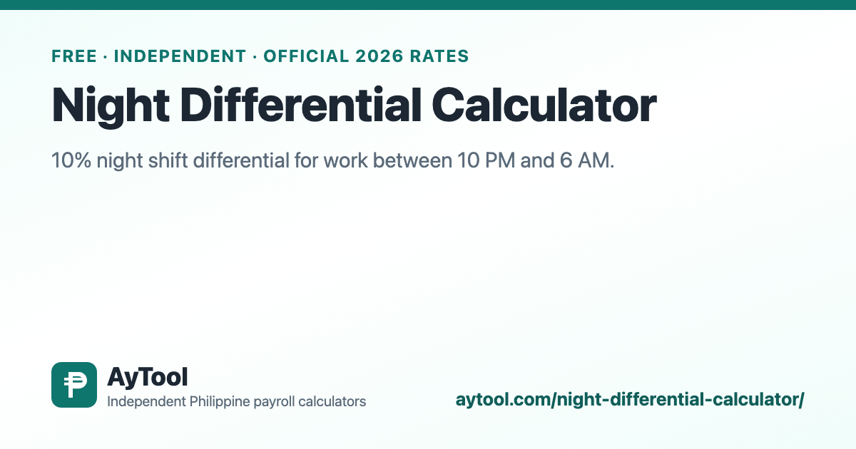 Night Differential Calculator — AyTool summary card