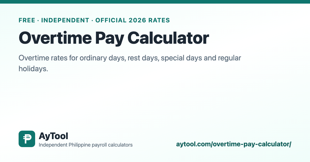 Overtime Pay Calculator Philippines — AyTool summary card