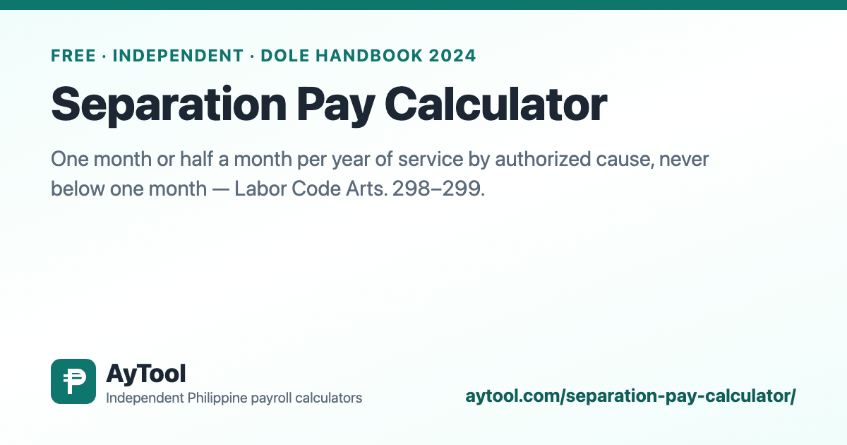 Separation Pay Calculator Philippines — AyTool summary card